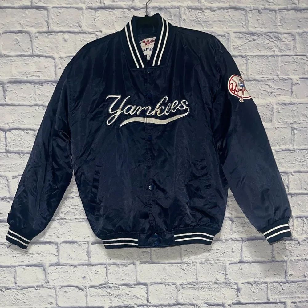 VINTAGE MAJESTIC AUTHENTIC COLLECTION NEW YORK YANKEES SATIN JACKET SIZE XL